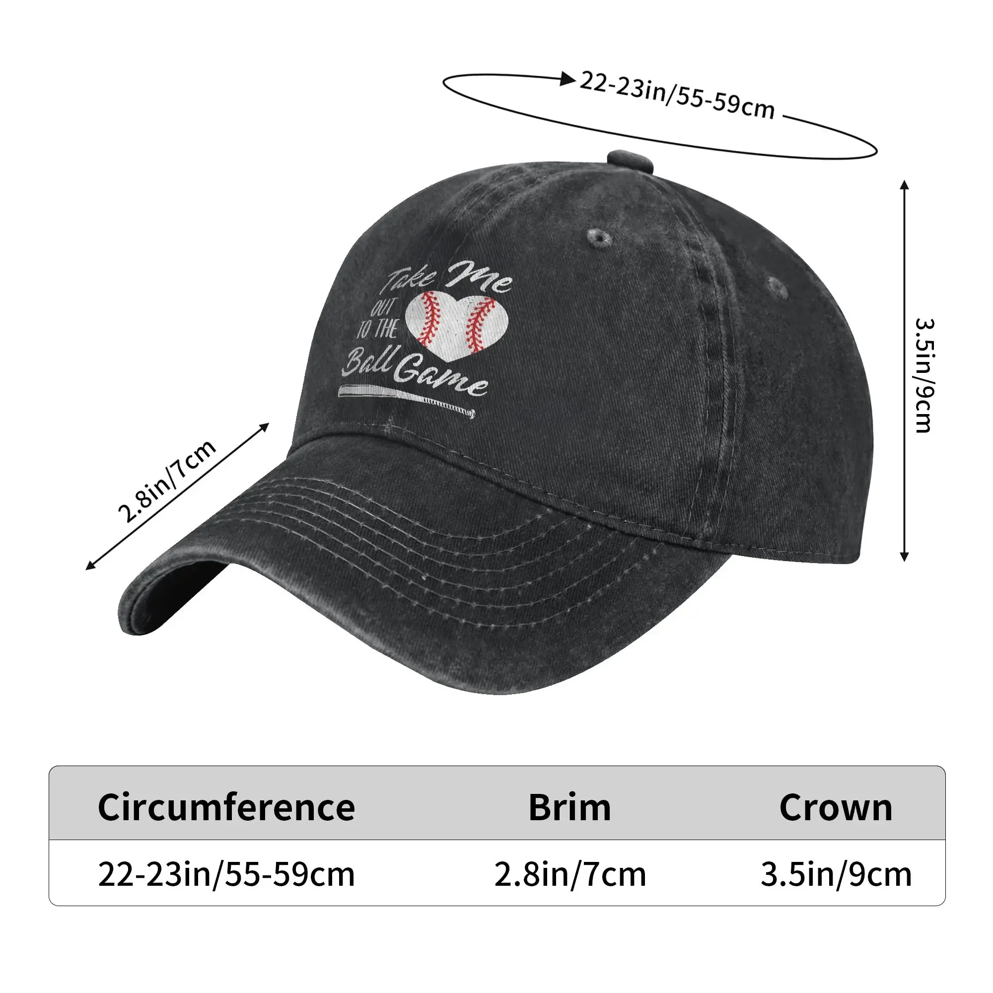 Take Me Out To The Ball Game Baseball Heart Cute Casual Baseball Cap Summer Trucker Hat Hot Sale Running Hippie Snapback Cap