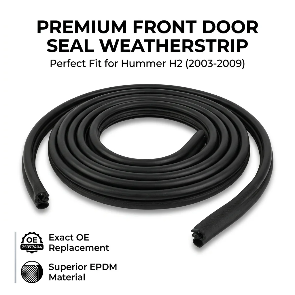 1PCS Left/Right Front Door Rubber Seal Weatherstrip 25977404 For Hummer H2 2003-2009 25910529 15131022 15184345 25868674