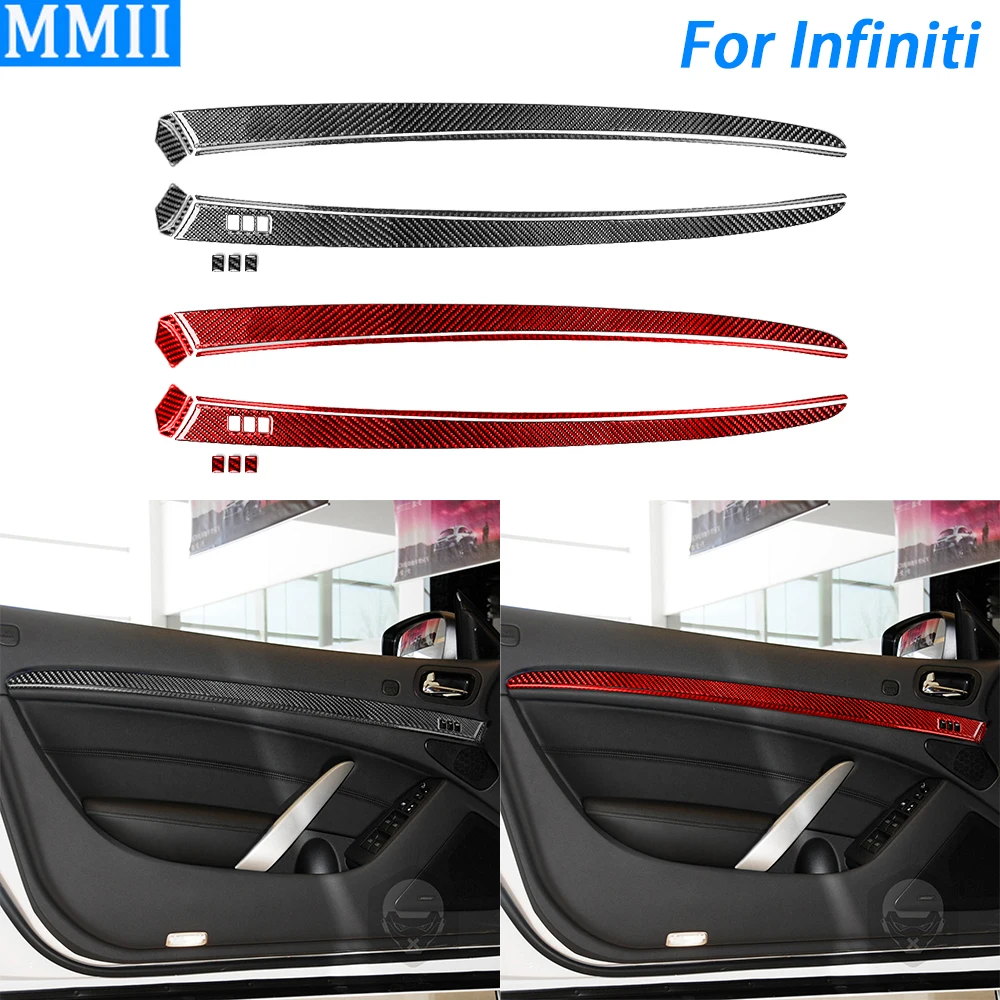 

For Infiniti G37 2010-2013 Q60 14-15 Real Carbon Fiber Door Panel Decorative Strip Car Interior Decoration Accessories Sticker