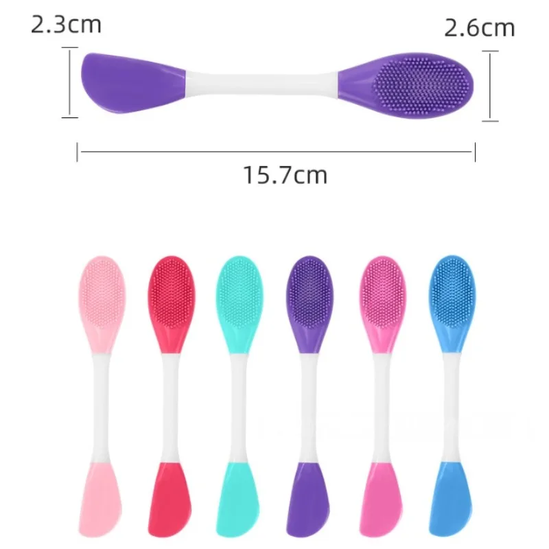 1/2 Uds cepillo facial espátula de loción de doble cabeza aplicador de mascarilla facial de silicona exfoliante de labios y espinillas cepillo de masaje cuidado de la piel