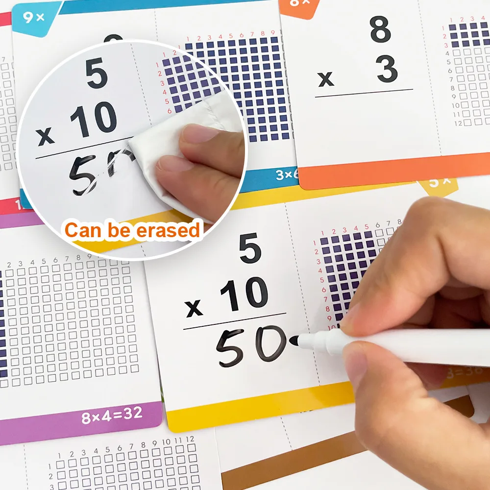 

85 шт. детские флэш-карты для умножения, таблица 0-12 раз, многоразовые стираемые, для практики обучения математике, расчет полости рта