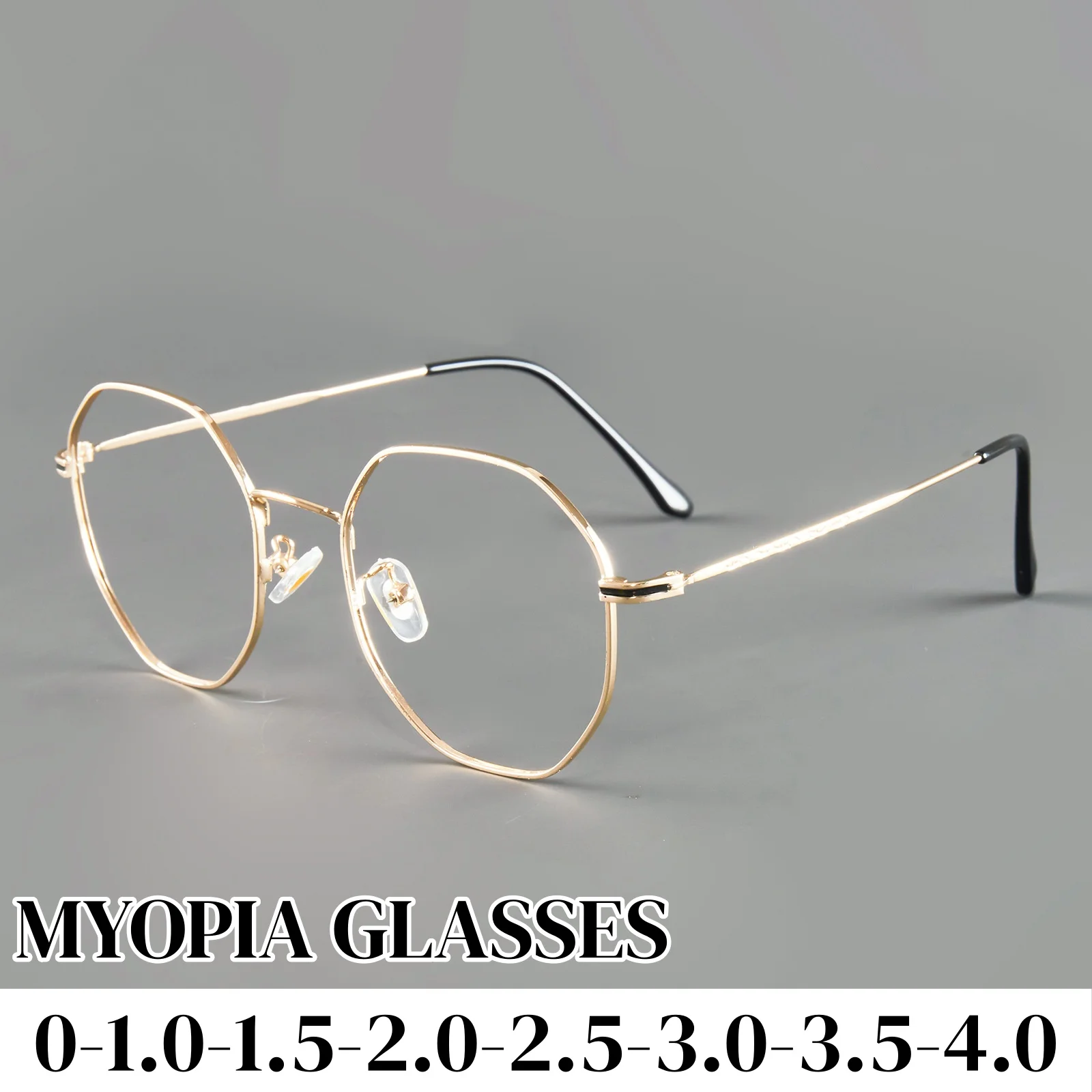 Retro Luxury Metal Polygonal Myopia Glasses for Women Men Advanced Large Frame Near Sight Eyeglasses Comfortable and Versatile