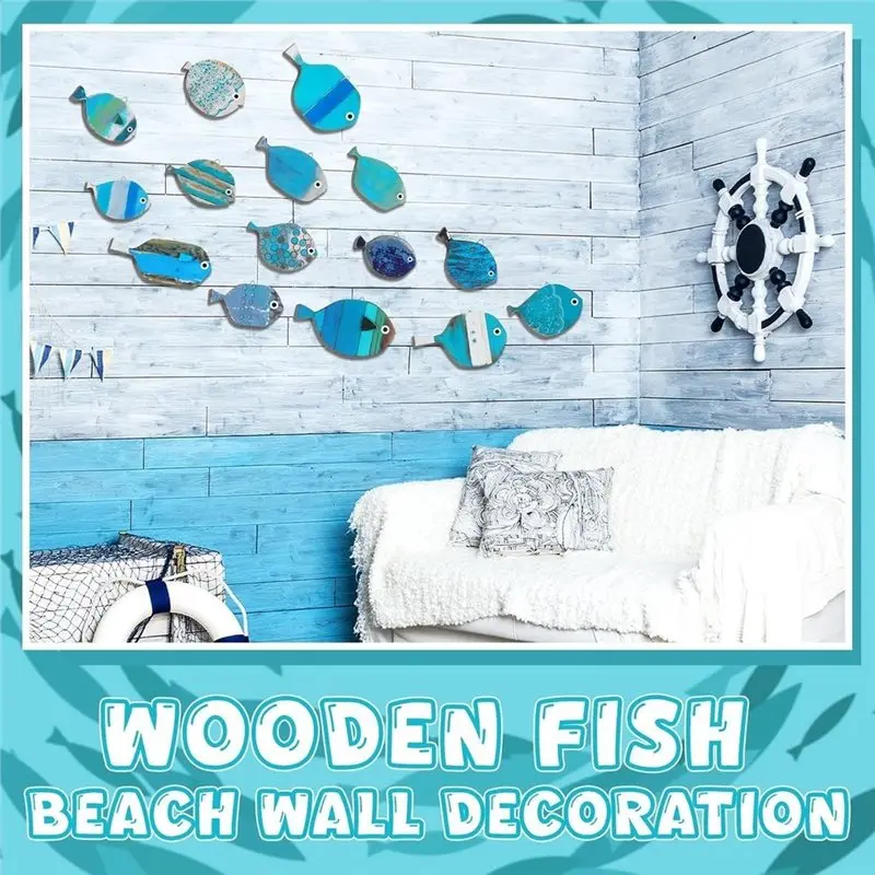 BAAJ-Wooden Fish Wall Decor Nautical Hanging Ocean Coastal