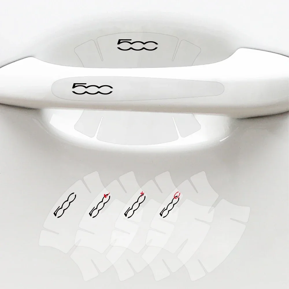 4pcs Car Door Bowl Protection Sticker Suitable for 500 500C 2012 500X 500L Abarth 695 Door Handle Protector Accessory