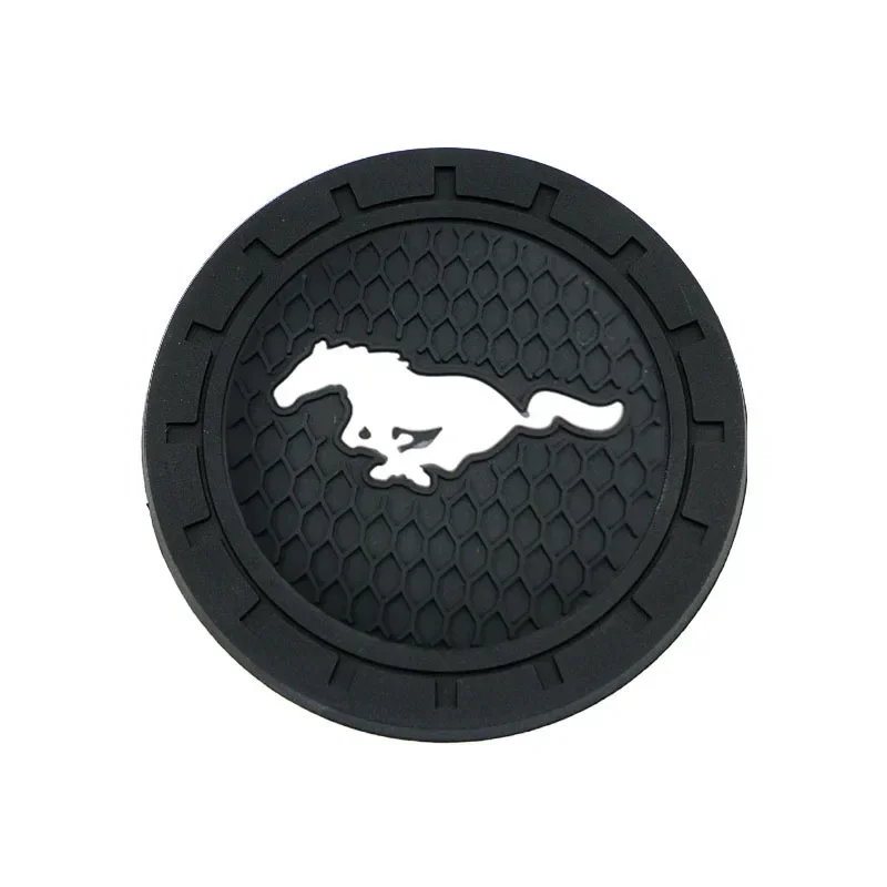 Car Style Coaster Mat Black Cup Holder Mat Waterproof Non-slip Interior Accessories For Ford Mustang Shelby GT 350 500 Cobra