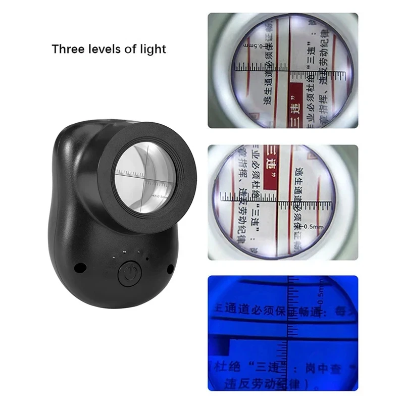 (New)-40X Double Glass Lens Magnifier With Bright LED Lights(3 Modes), Handheld Jewelers Magnifying Glass For Coins Stamps