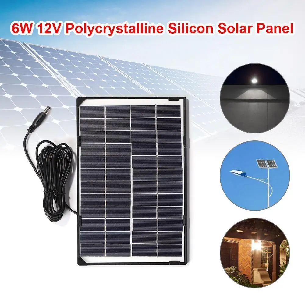 6W 12V DC5521 Camera Solar Panel Outdoor Home Surveillance Lighting Charger Kit