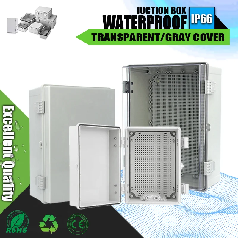 

Outdoor Waterproof Electronic Seal Box IP66 with Grey/Transparent Cover ABS Plastic Distribution Housing Buckle for Junction Box