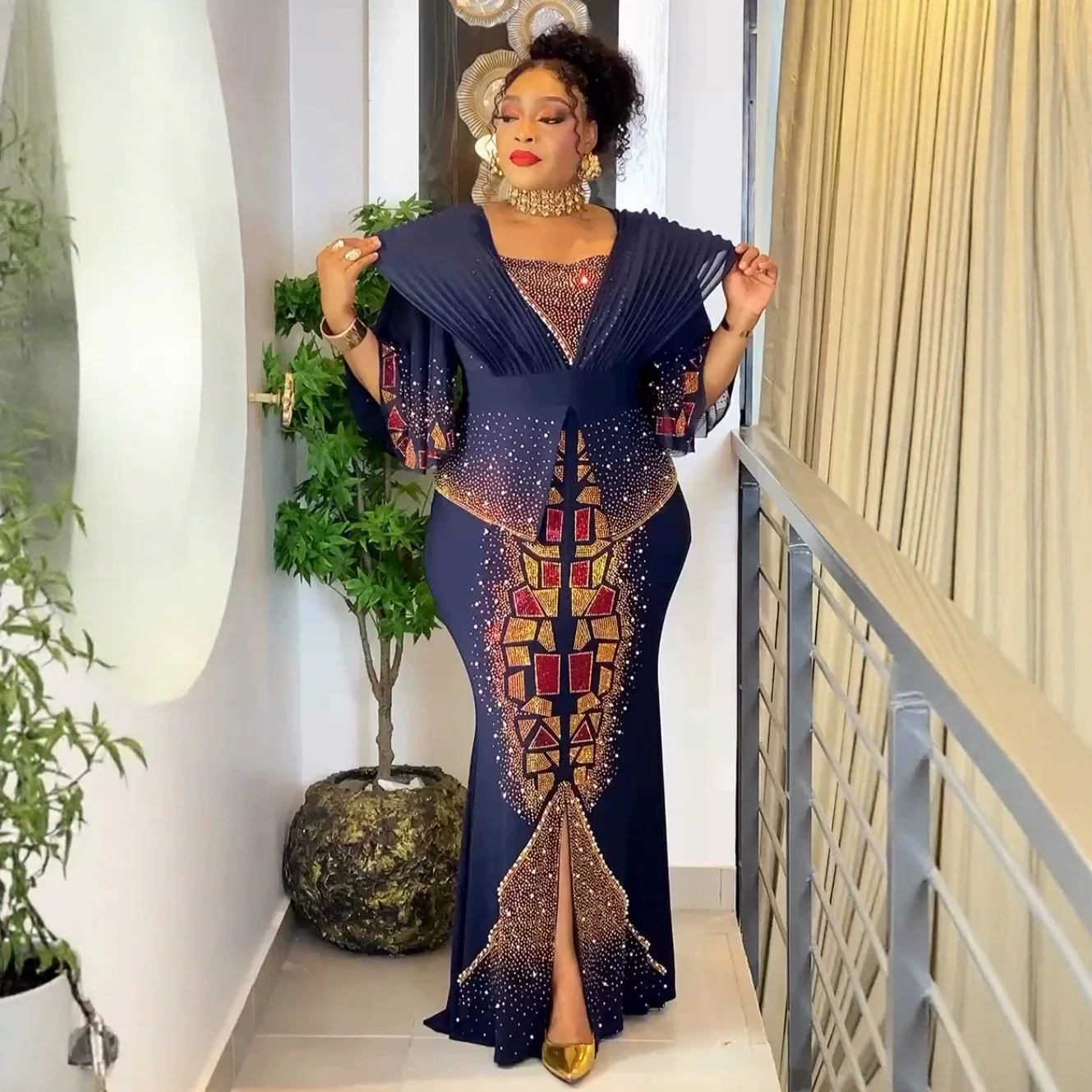African Party Dresses for Women Plus Size Dashiki Diamond Maxi Long Dress Elegant Turkey Muslim Wedding Evening Gown 2026 New