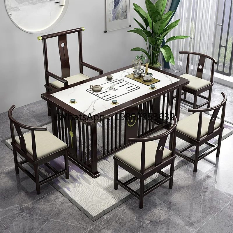 LYY مجموعة طاولة الشاي الخشبية الصلبة المتكاملة مكتب المنزل الكونغ فو وكرسي مجموعة طاولة تخمير الشاي النمط الصيني الجديد #2