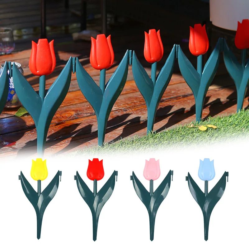 5PC Plastic Garden Fence Tulip Flower Fence Border Decor Edging Flower Bed Fencing Panel Outdoor Yard Lawn Garden Home Decor