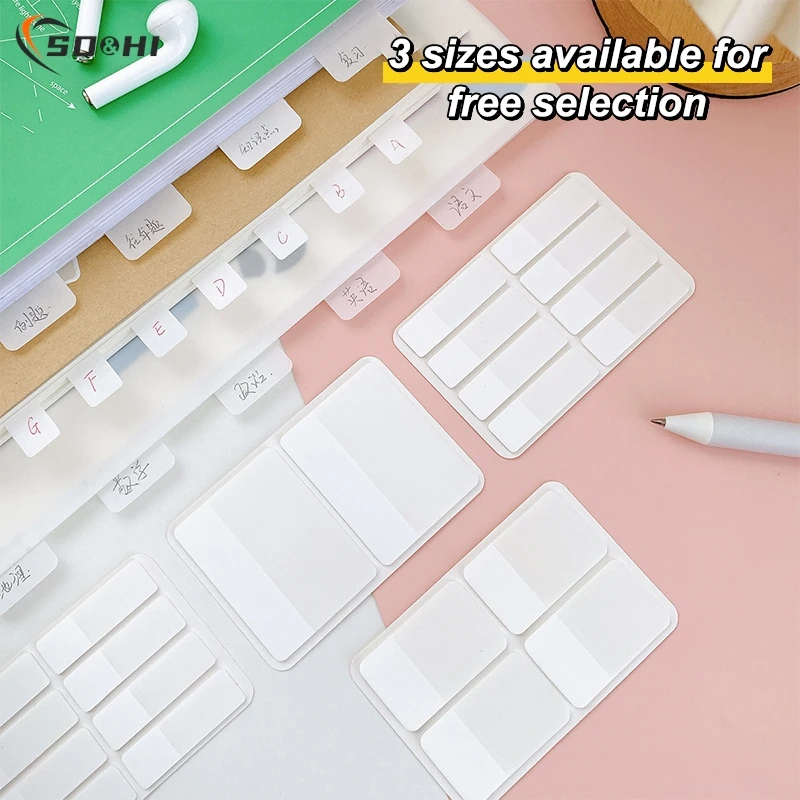 

40/80/160 Pages Frosted Simple Pure White Index Stickers Transparent Label Stickers DIY Sticky Notes Office School Supplies