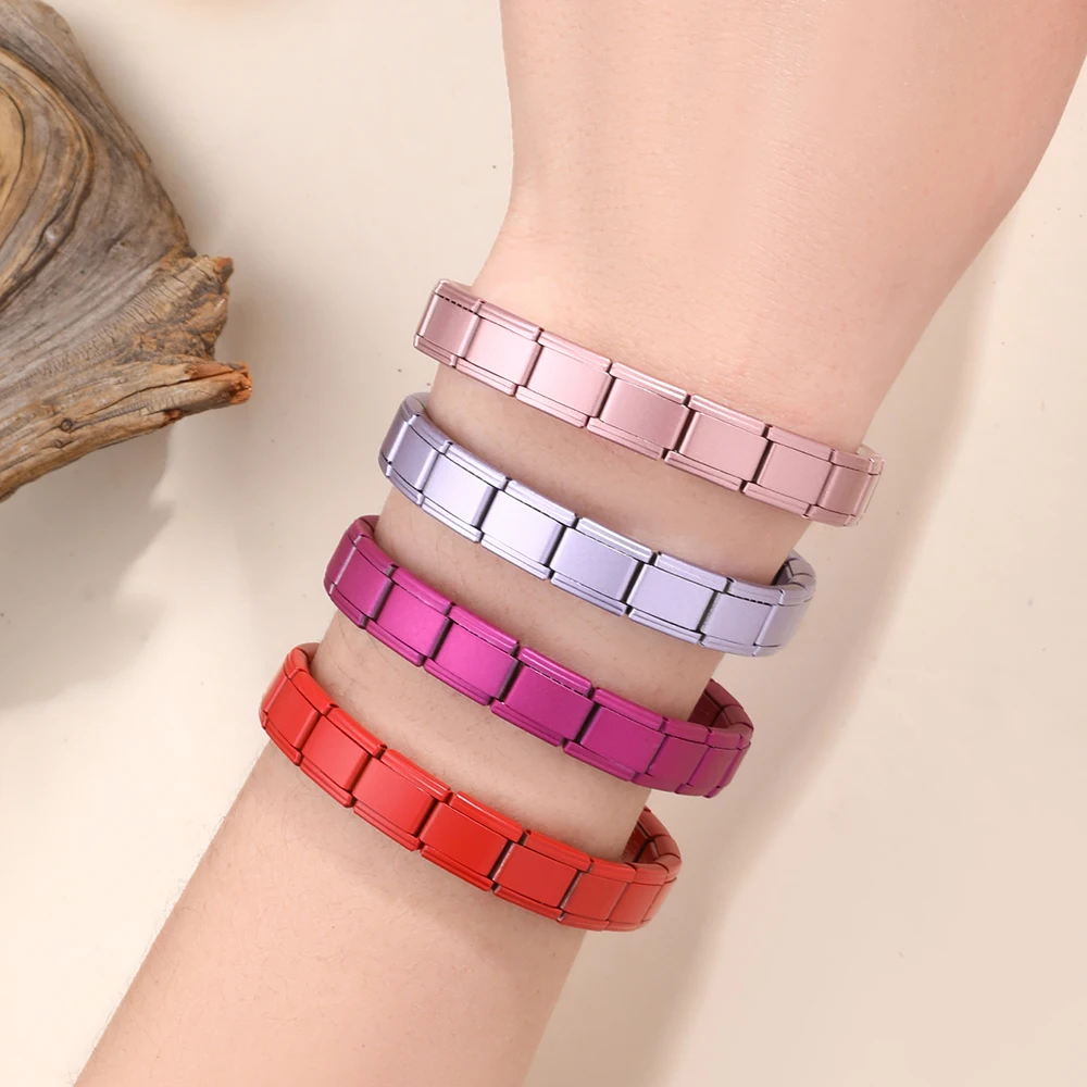 FTCY Italian Charm Stainless Steel Bracelets for Women 9mm Elastic Link Hand Chain DIY Module Bracelets Making Jewelry Gifts