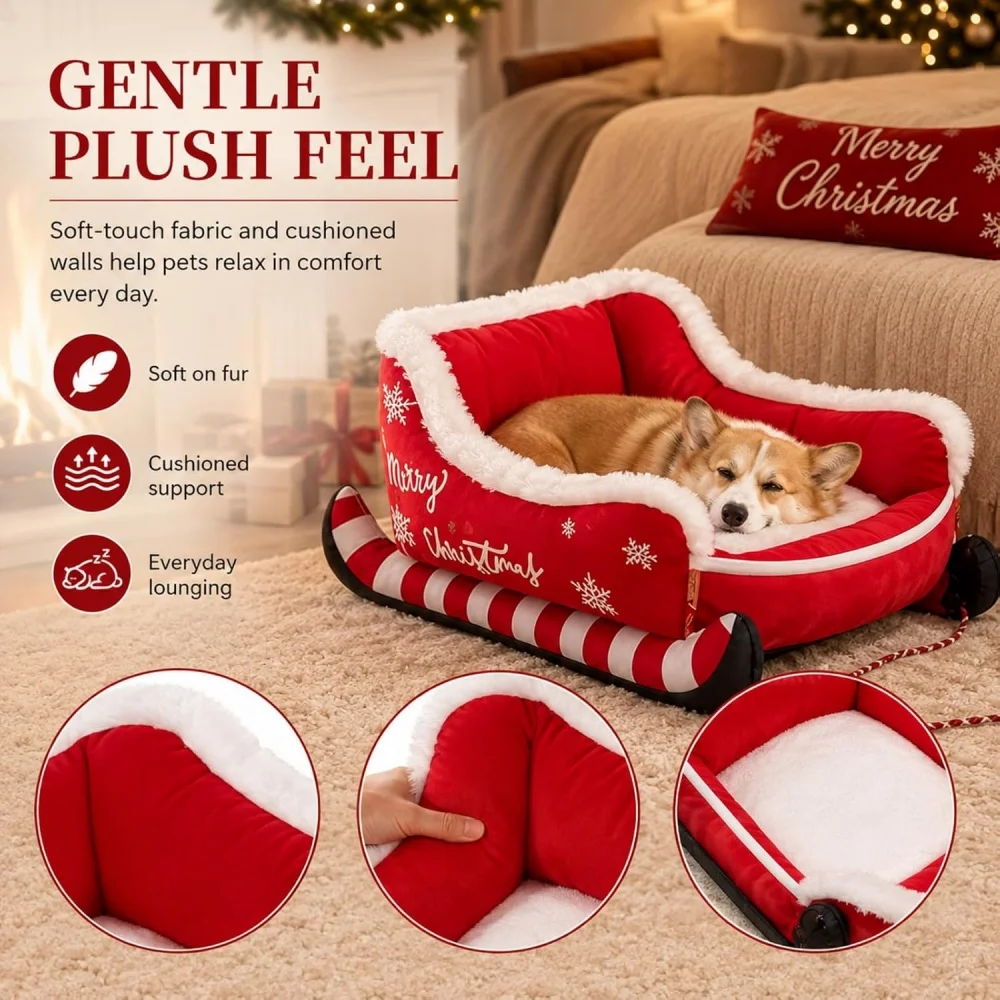 Christmas Plush Sled Dog Nest Christmas Limited Pet Nest Dog Cat Universal Pet Bed Multiple Sizes Available Dog Nest Cat Nest