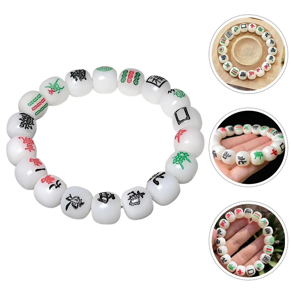

Mahjong Bracelet Bodhi Root Beaded Diy Chinese Tile Design Stretchy Jewelry For Mahjong Lovers Gifts Braided