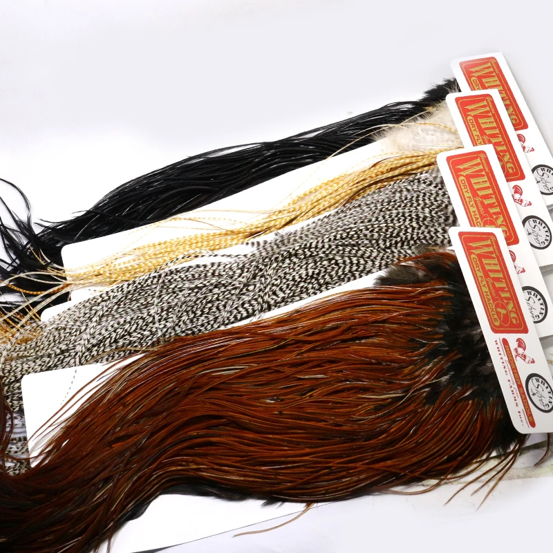 hand select 10fearhers pack 100%natural Whiting genetic rooster saddle fly tying hackle 12-14inches long hair extension feathers