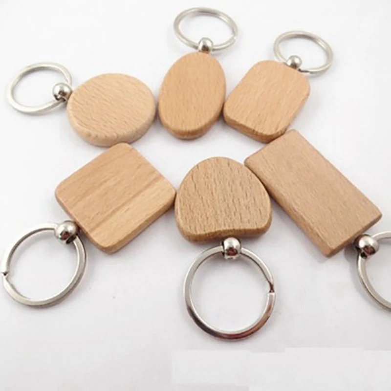 300 Blank Wooden Wooden Keychain Diy Wooden Keychain Key Tag Anti-Lost Wood Accessories Gift