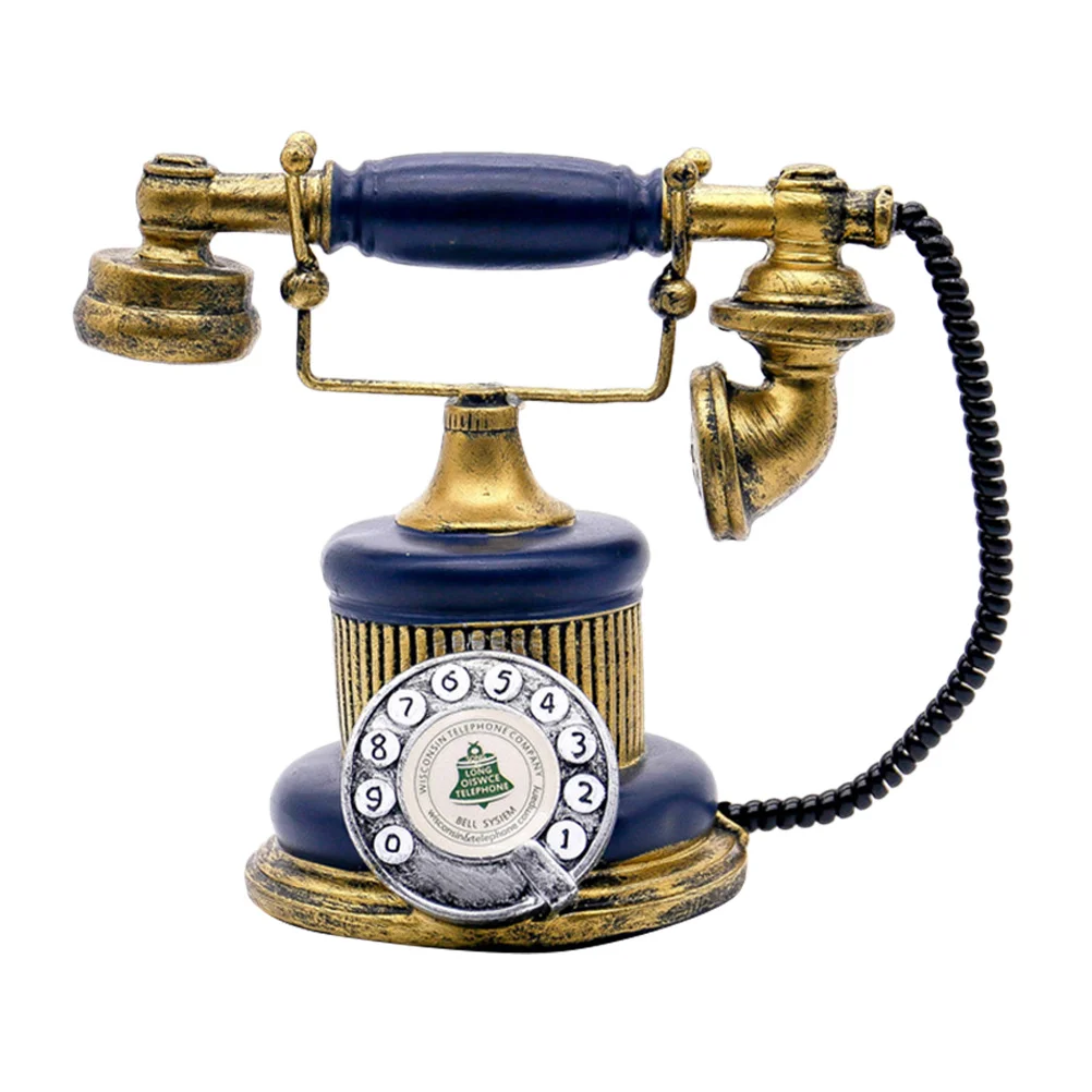 

Blue Retro Telephone Booth Shaped Desktop Decoration Creative Resin Ornament Perfect Home Office Living Room Tabletop Adornment