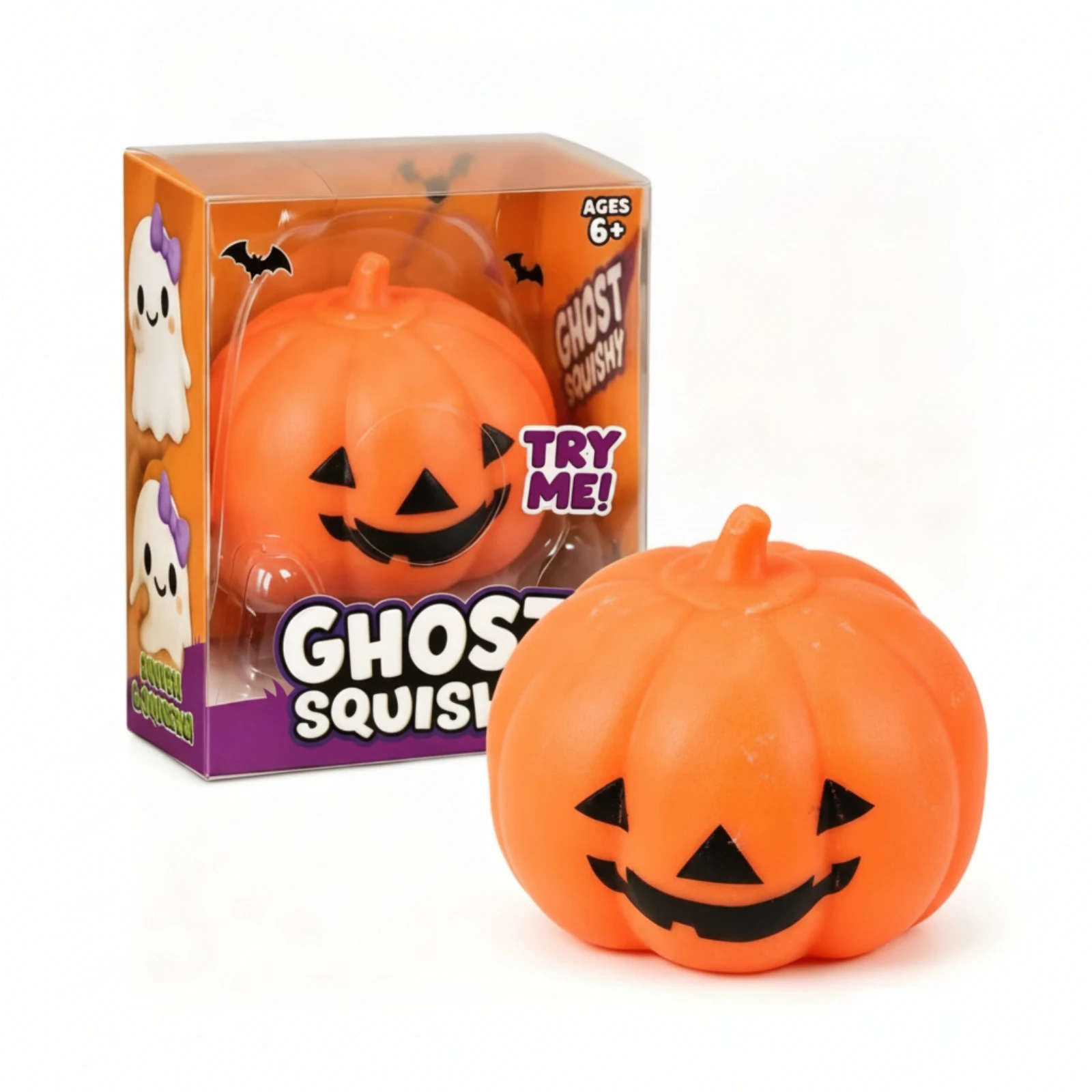Pumpkin Stress Ball Slow-Rising Pumpkin Squishy Halloween Stress Ball Cute Jack-O'-Lantern Press Toy Bright for Desk