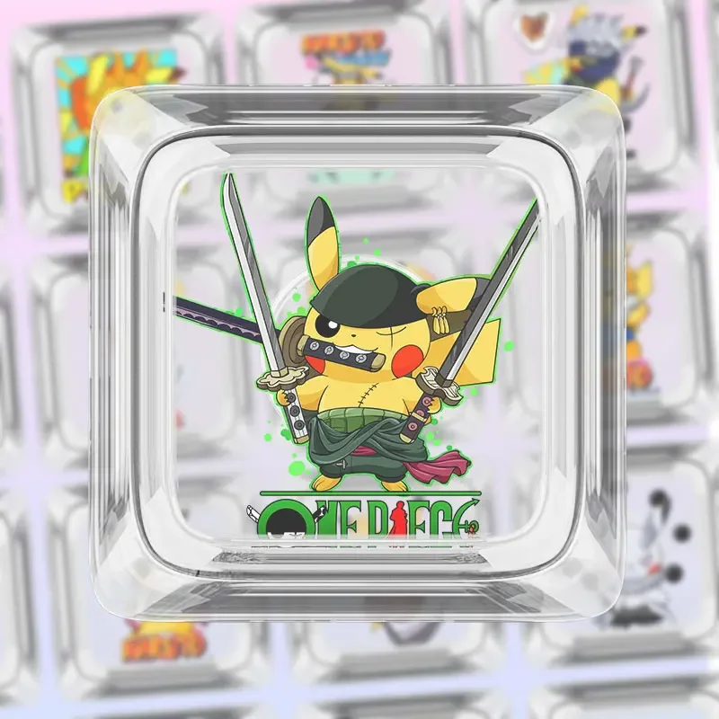 Pokemon Pikachu COS One Piece Cartoon Anime Peripheral Mechanical Keyboard Cap Transparent PC Personalized Single Cross Shaft