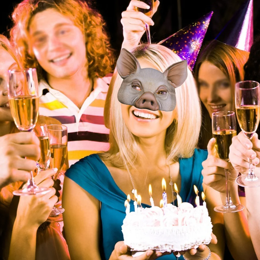 قطعتان من قناع الخنزير الحيواني نصف الوجه للحفلات والمهرجانات والهالوين والحفلات التنكرية الكرة الفاخرة بتصميم نجمة فريدة من نوعها باللون الأبيض والأسود #5