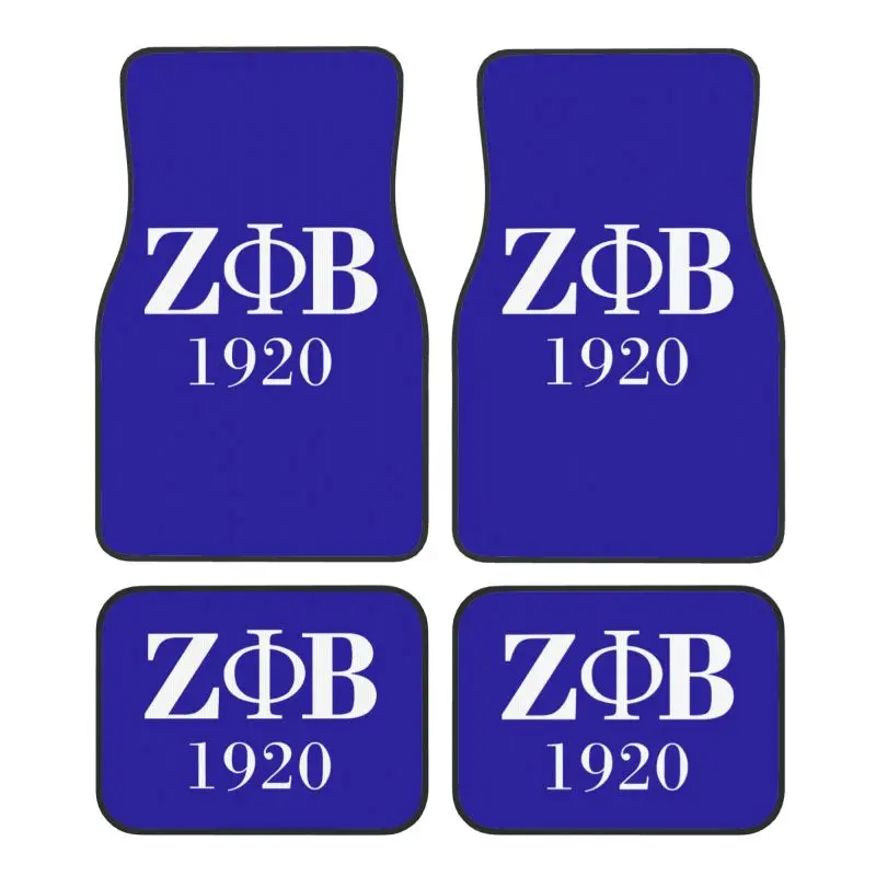 Zeta Phi Beta Print Car Floor Mats Universal Auto Accessories Decor Front & Rear Foot Mat Sets of 4 Pieces with Backing Rubber