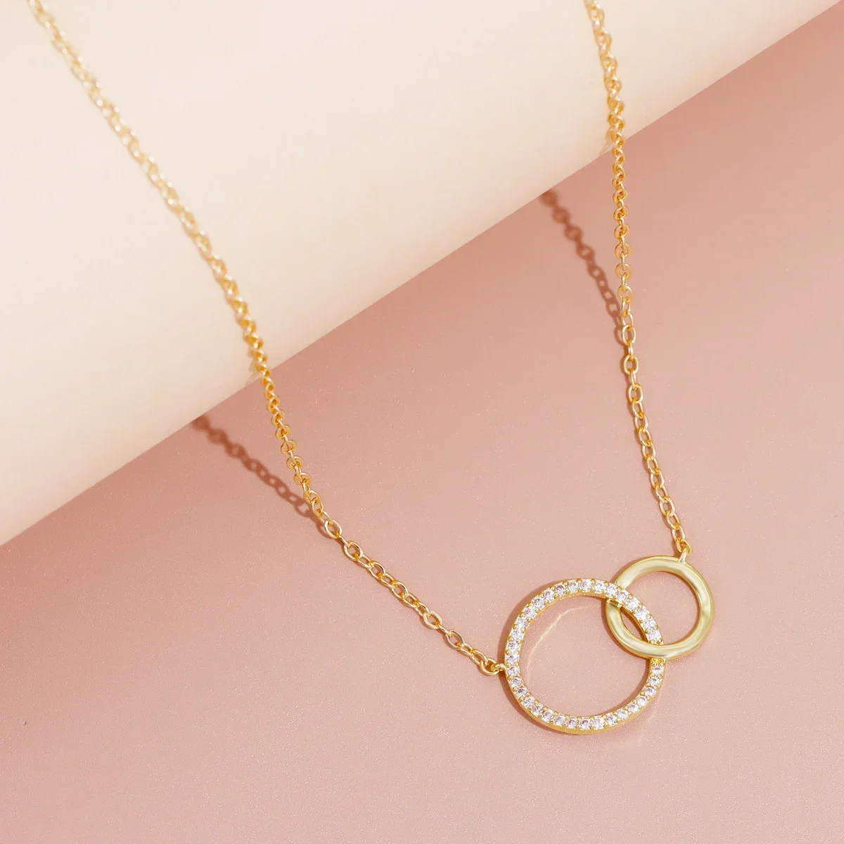 

Stainless Steel Necklaces for Women Fashion Thin Chain Minimalist Dainty Double Circle Pendant Necklace on The Neck Jewelry
