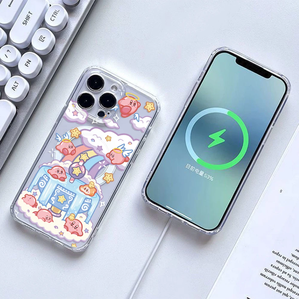 Cute Cartoon K-Kirbys For Magesafe Magnetic Phone Case for iPhone 17 Air 16 15 14 Plus 13 12 11 Pro Max X Xs XR 8 SE Clear Cover view 3