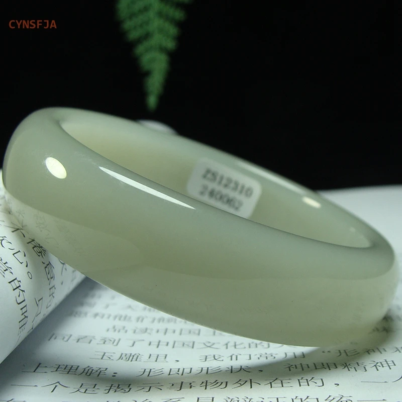 CYNSFJA New Real Rare Certified Natural Hetian Nephrite Women's Lucky Amulets 58mm Jade Bracelet Bangle High Quality Best Gifts