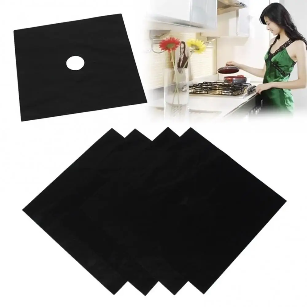 4 Pcs Square Foil Gas Hob Protector Liner Reusable Easy Clean Protection Pad Gas Stove Stovetop Protector Kitchen Accessories