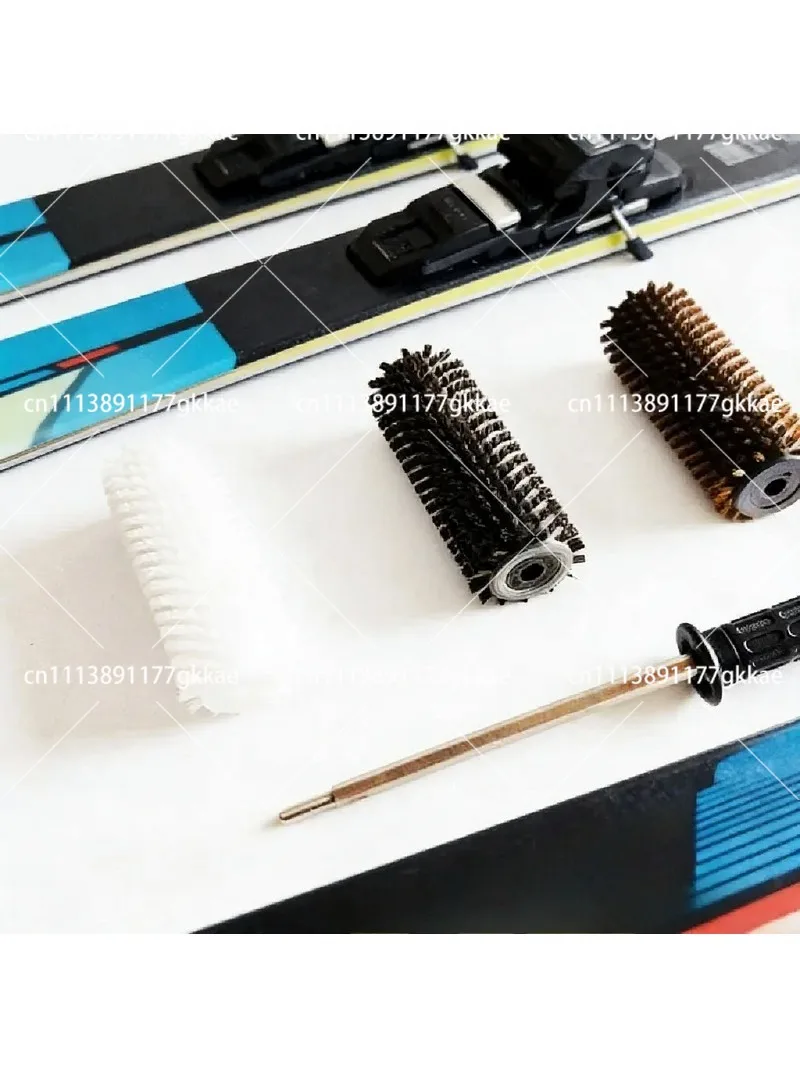 Snowboard Waxing Roller Brush, Polishing Brush Set with Nylon, Horse Hair & Copper Wire