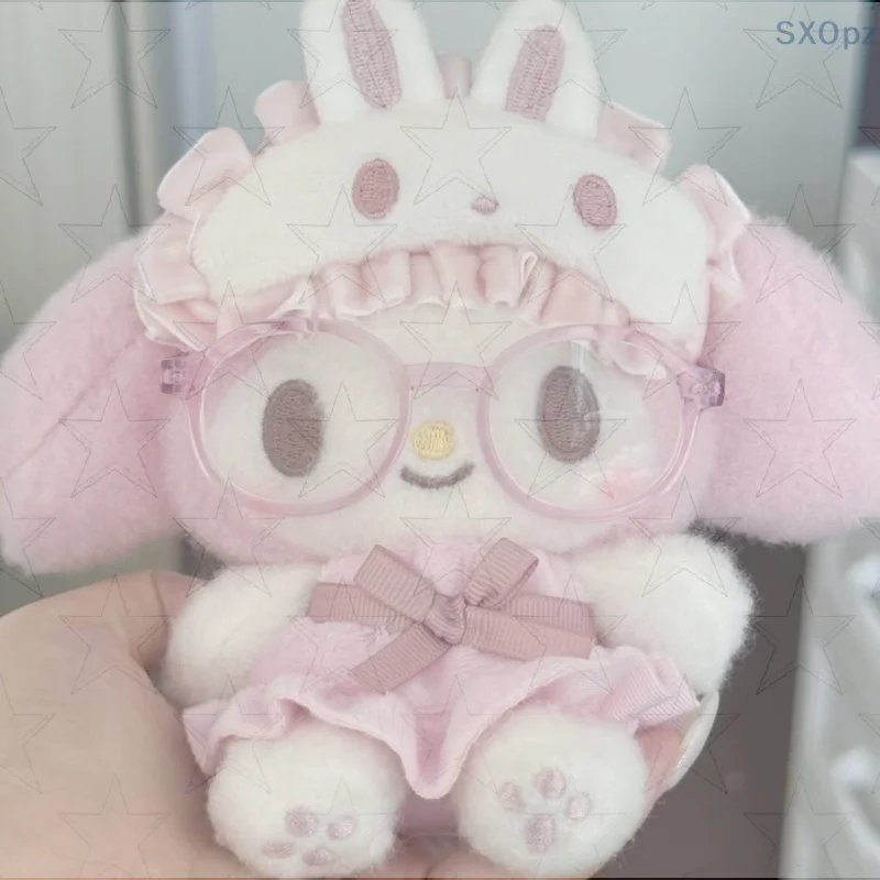 Cartoon Anime My Melody Wearing Glasses Plush Doll Keychain Kawaii Couple Backpack Pendant Gift