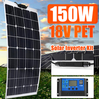 150W 18V Solar Panel Kit Complete PET Semi-flexible Monocrystalline Solar Board Home Outdoor DIY Battery Power with Controller