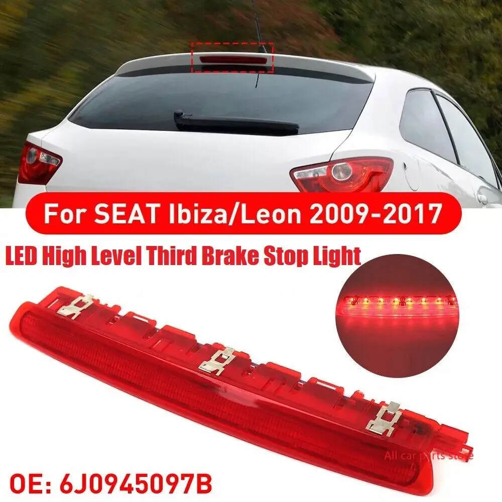 ledリア3rdサードブレーキライト-ブラックレッドレンズ-seat-leon-1p-2009-2012-ibiza-6j-6p-2008-2017-6j0945097a-6j0945097b-6j0945097用