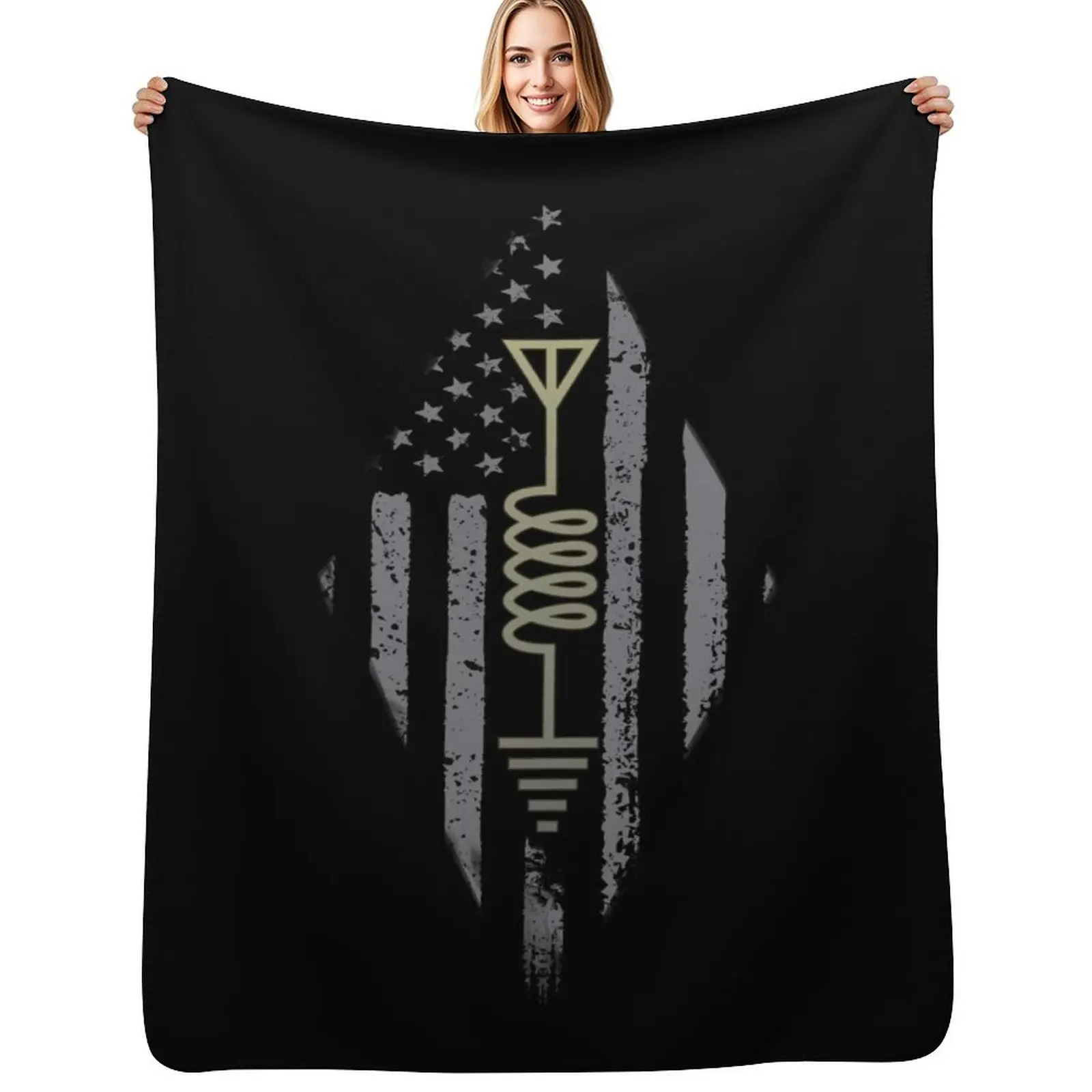 Ham Radio Operator US Flag Art Throw Blanket Luxury Thicken warm for winter Giant Sofa Hairys Soft Beds Blankets