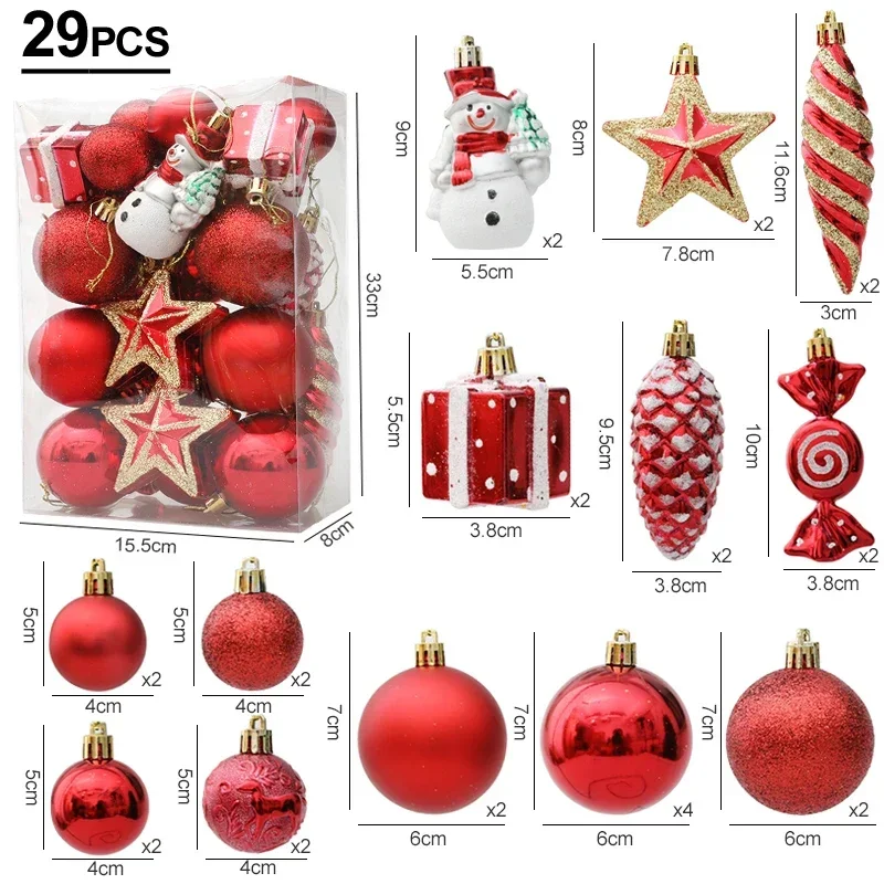 Christmas Tree Balls Red Candy Cane Hanging Ornament Big Pendants Set Christmas Decorations For Home 2024 Natal Navidad New Year