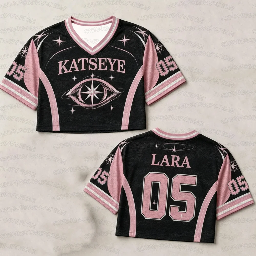Sommer Damen KATSEYE Manon Daniela Crop Top Fußballtrikot Kpop Fan-Shirt Crop T-Shirt Jersey Konzert-Outfit Geschenk – Detail 7