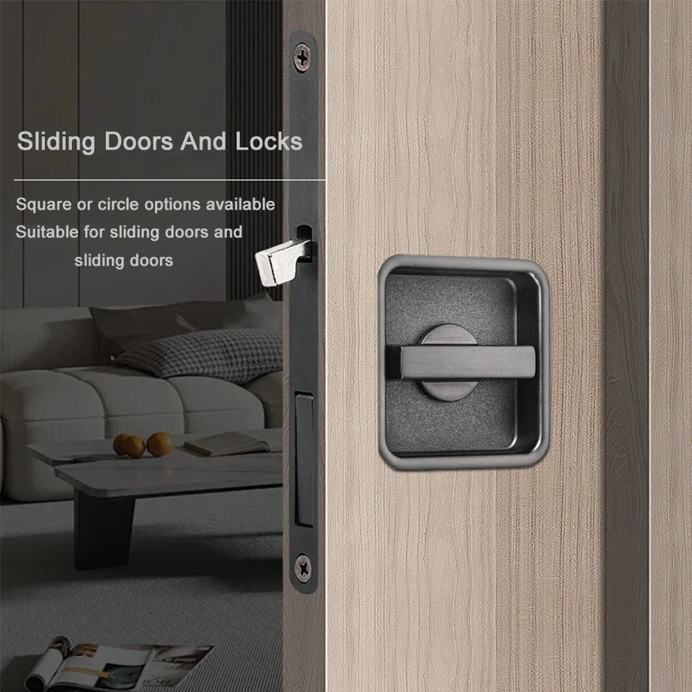 

1 Set Side-mounted Handle Built-in Bedroom Suspended Door Hook Lock No Key Simple Pocket Door Hardware Wooden Sliding Door Lock