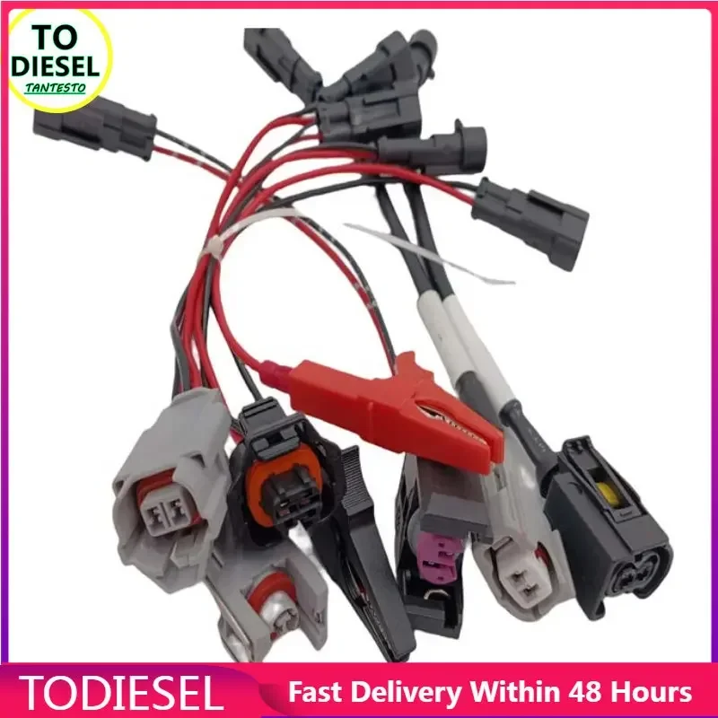 7pcs/Lot Common Rail Injector Tester Cable for Bosch Denso Delphi Siemens Diesel Nozzle Adapter Plug Cables Harness Cord