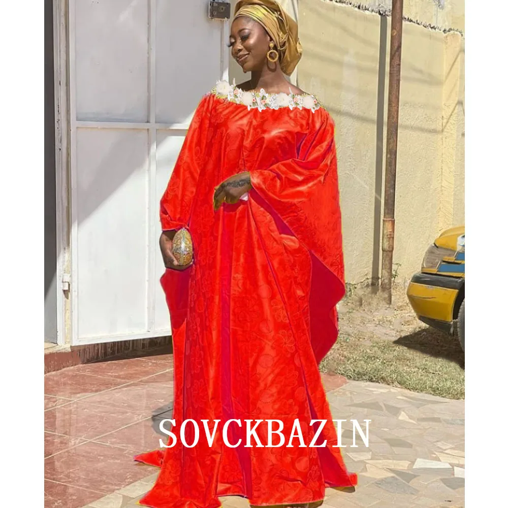 Original Bazin Riche Long Dresses For Ankara Nigeria Wedding Evening Gowns Dashiki Clothing Top Quality Cotton Basin Dress