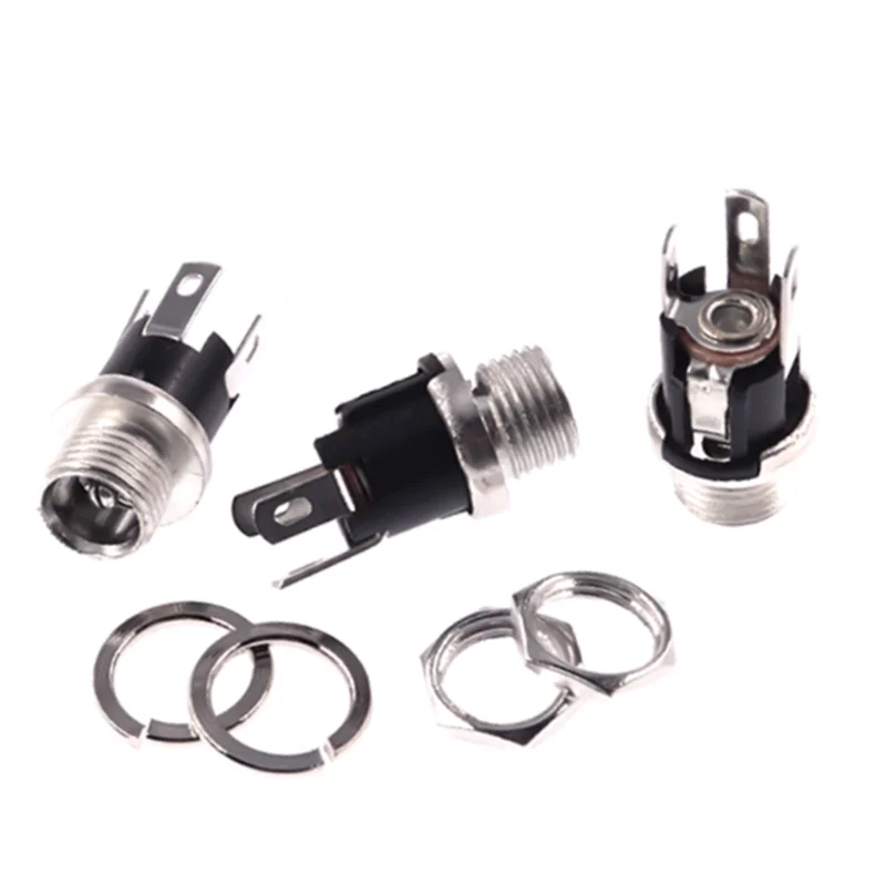 10PCS 5.5x2.1mm 5.5x2.5mm DC Socket With Nut DC Power Jack Socket Female Panel Mount Connector DC025 DC-025