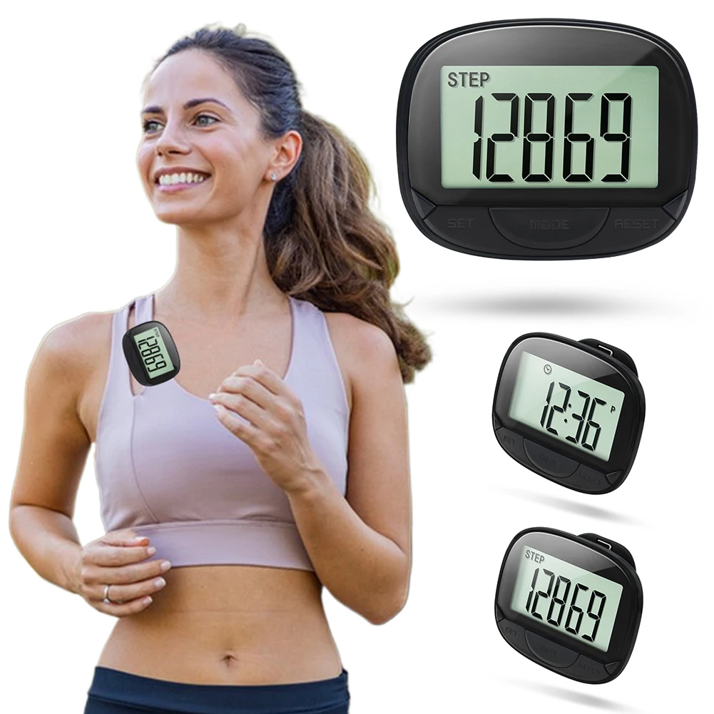 Clip- Pedometer Electronic Pedometer Digital Display Simple Step Tracker Large Screen for Adults Seniors Dog