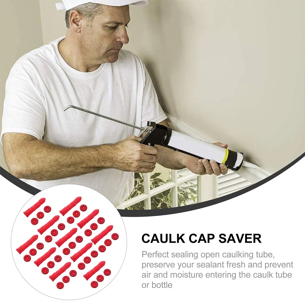 

60 Pcs Caulk Glue Cap for Seal Caulking Tubes Suite Caps Red Emulsion Saving