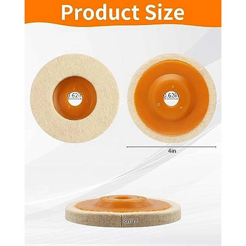 14 Piece Wool Felt Polishing Wheel Disc Wool Buffing Polishing 4 Inch Orange For 100 Angle Grinder, Wool Polishing Wheel