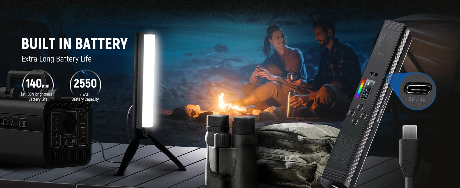 NEEWER RGB-Lichtstab mit APP-Steuerung, magnetischer Handheld-Fotografie-Video-Lichtstab, dimmbar, CRI95+, vollfarbige LED-Röhrenleiste – Detail 6
