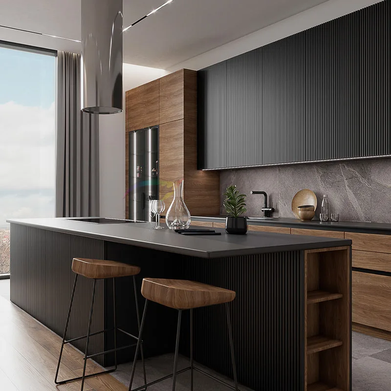 

Professional design luxury kitchen cabinet metal kitchen cabinet villa design melamine kitchen cabinet