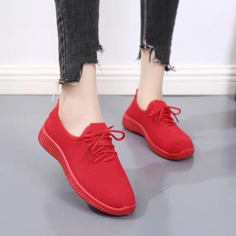 Women Mesh Flat Shoes Spring and Autumn New Fashion Walking Mesh Women Running Comfortable Breathable Casual Sports Shoes