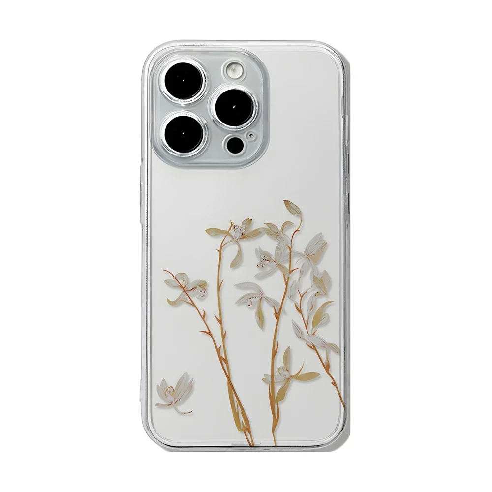 Chinese Art Orchid in Valley Clear Case for iPhone 15 14 16 Plus 12 13 mini 11 Pro Max XR Ultra Thin Soft Silicone Floral Cover