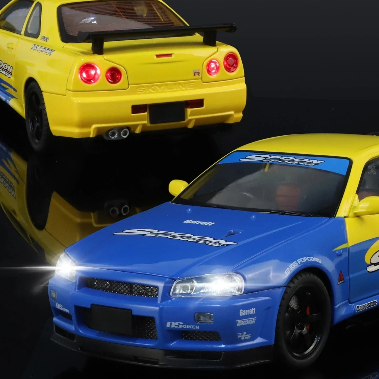 Voiture de sport Skyline 1:18, modèle de voiture en alliage, son et lumière, jouet à collectionner pour enfants, cadeau d'anniversaire