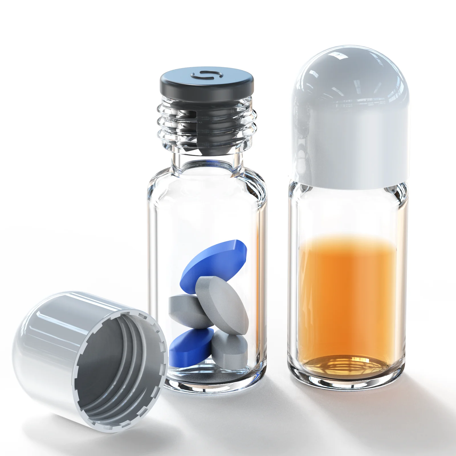 

Стеклянный флакон, флакон для образцов прозрачной жидкости с белой винтовой крышкой и герметичной резиновой пробкой для хранения, стерилизованная фотография, 10 шт.